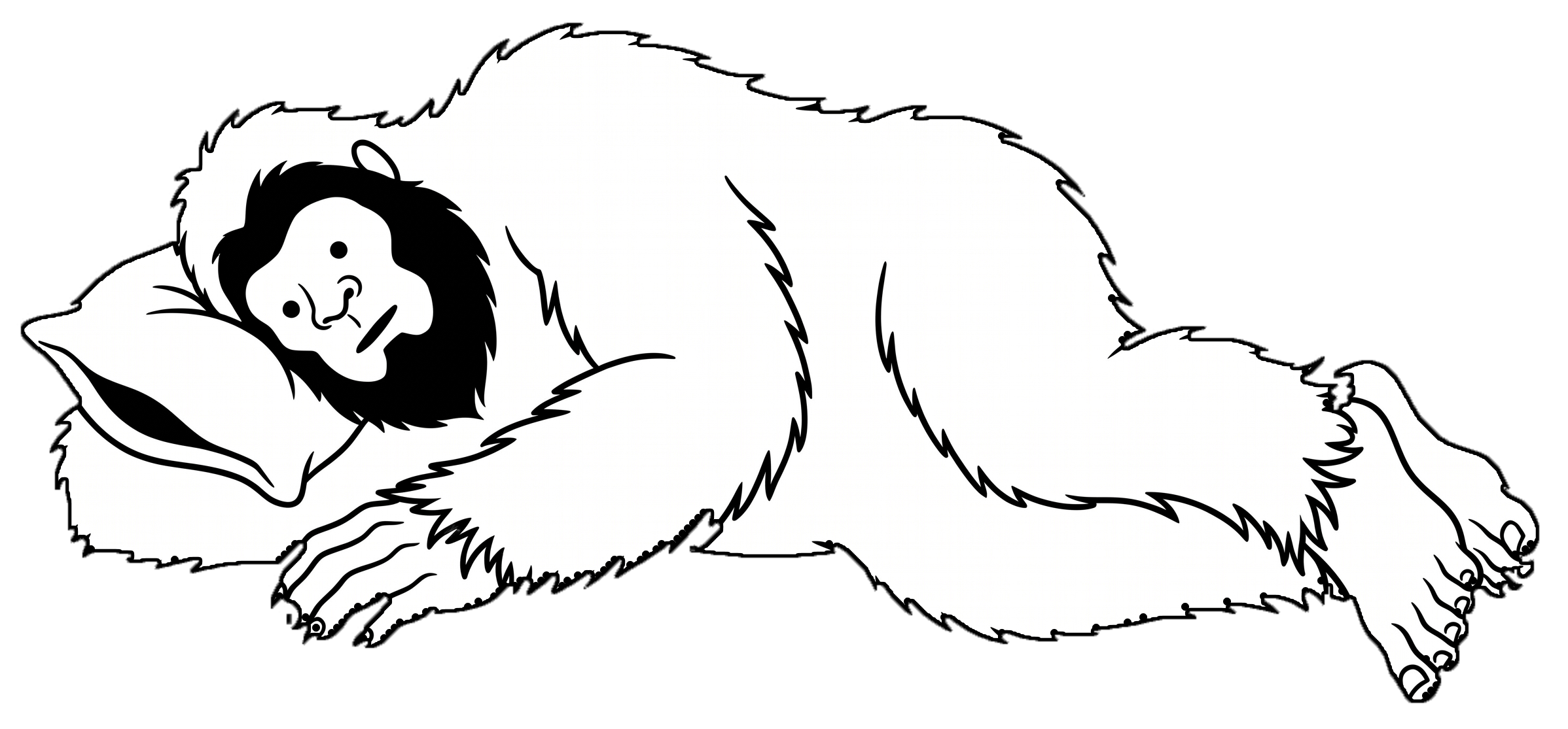 A bigfoot asleep on a pillow