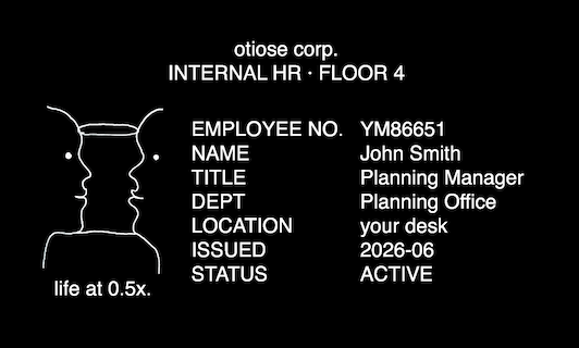 otiose corp. employee ID, front