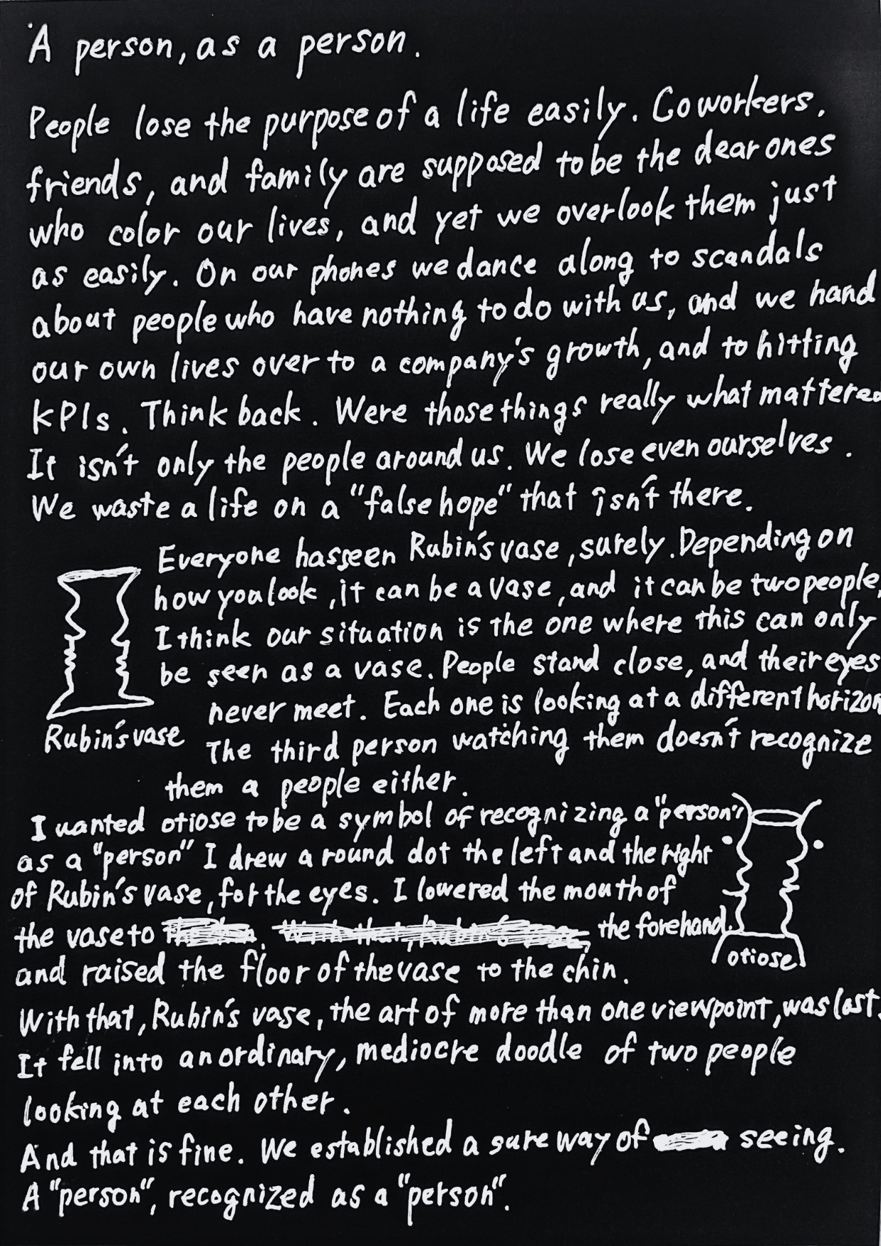 A person, as a person. — handwritten page