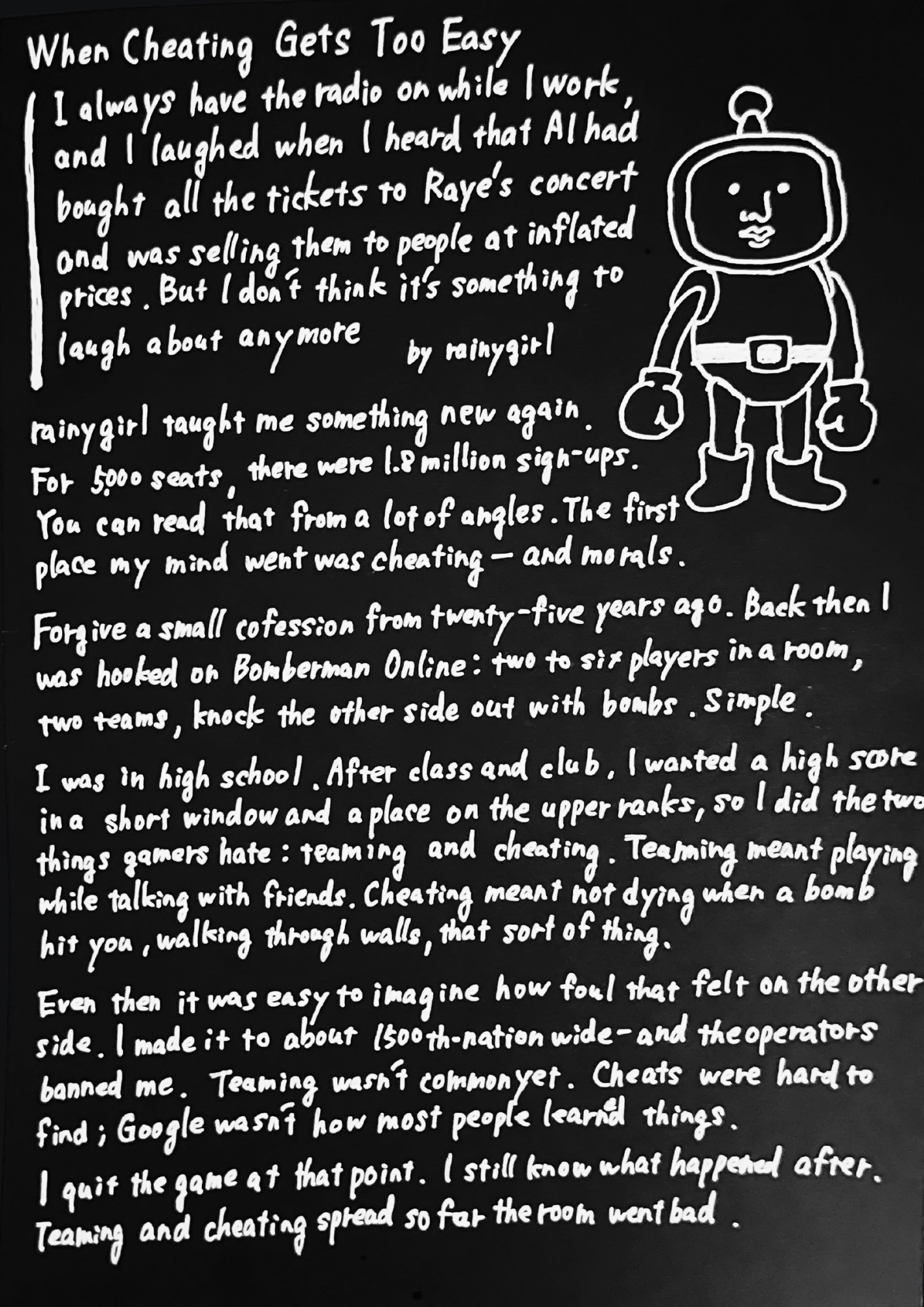 When Cheating Gets Too Easy — handwritten page 1
